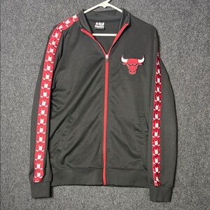 NBA Chicago Bulls Black and Red Zip-Up Sweater Medium